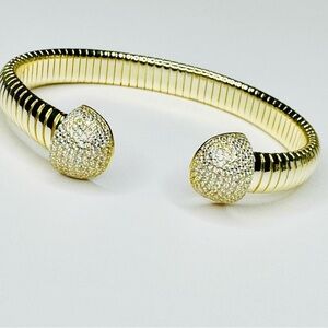 Elegant 18K Gold and Sterling Silver Cuff Bracelet